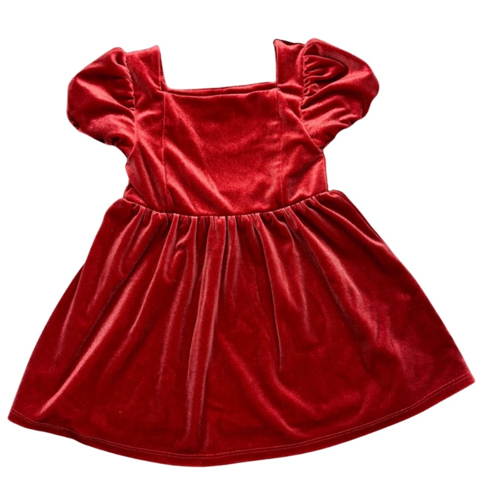 Baby Gap Red Velvet Puff Sleeve Dress, Mint condition